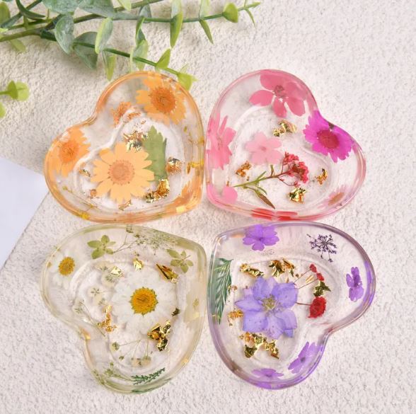 Heart Flower Resin Coaster
