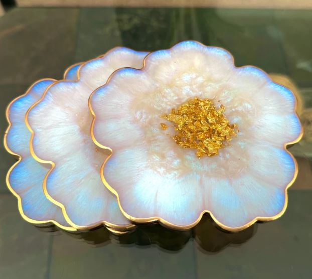 Iridescent White Opal Coasters