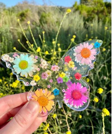 Butterfly Flower Resin Coaster