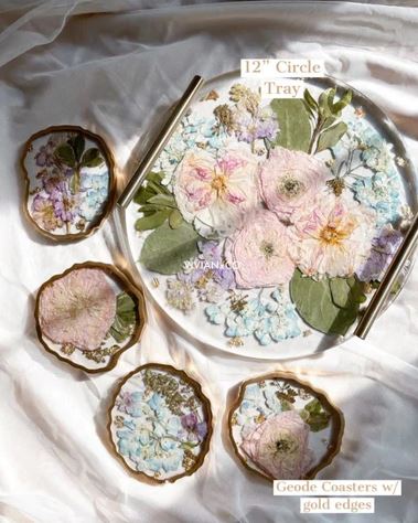 Bridal Resin Flower Coaster Set