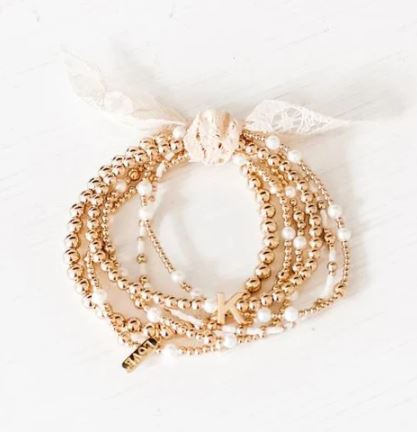 Gold Beaded Bracelet Stack